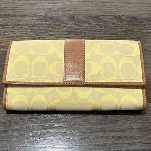 Coach Signature Yellow and Tan Wallet